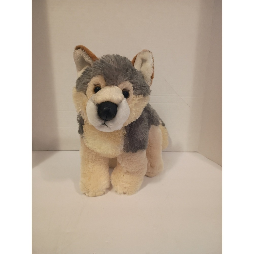 Aurora World Wolf Pup Plush Stuffed Animal Grey Tan Standing Timber Wolf 10"